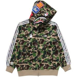 adidas Camo Shark Hooded Jacket in Green and Tan